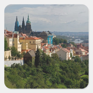 View of Saint Vitus's Cathedral, Prague, Czech Square Sticker