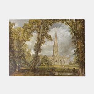 View of Salisbury Cathedral (English Landmark) Doormat