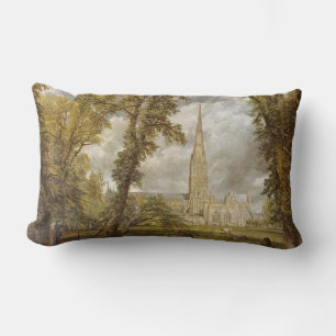 View of Salisbury Cathedral (English Landmark) Lumbar Cushion