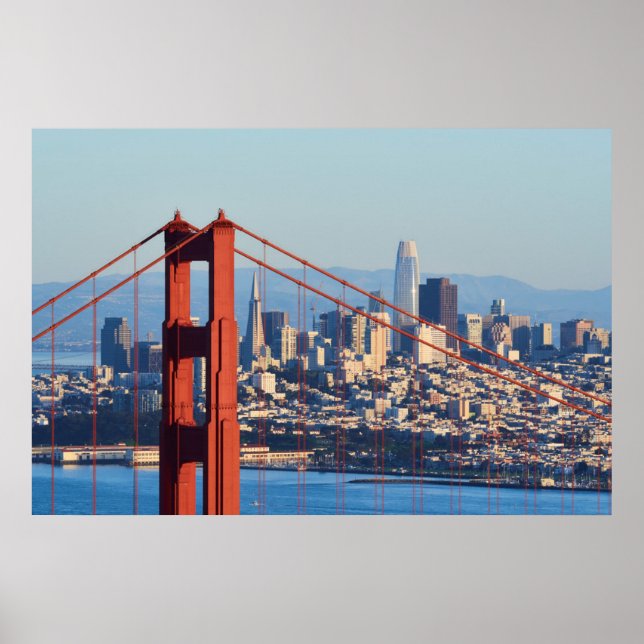 View of San Francisco Through Golden Gate Bridge Poster (Front)