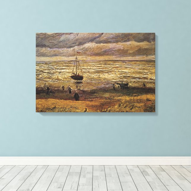View of Sea at Scheveningen by Vincent van Gogh Canvas Print (Insitu(Wood Floor))