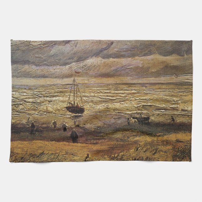 View of Sea at Scheveningen by Vincent van Gogh Tea Towel (Horizontal)