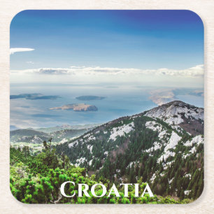 View of sea from mountains square paper coaster