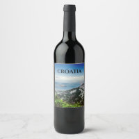 View of sea from mountains wine label