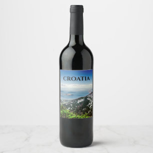 View of sea from mountains wine label