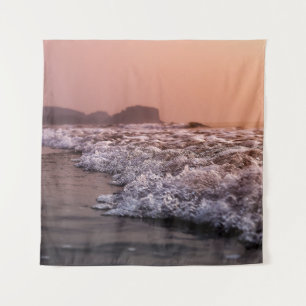 VIEW OF SEASHORE DURING SUNSET TAPESTRY