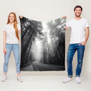View Of Sequoia Trees In Forest Fleece Blanket