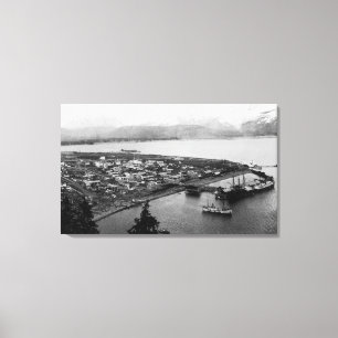 View of Seward, Alaska From Air Photograph Canvas Print