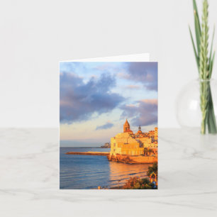 View of Sitges, Spain basking in the early morning Card