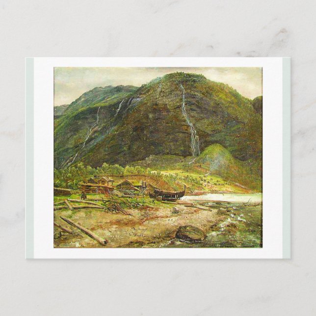 View of Skjolden in Lyster, Norway 1843 JCC Dahl  Postcard (Front)