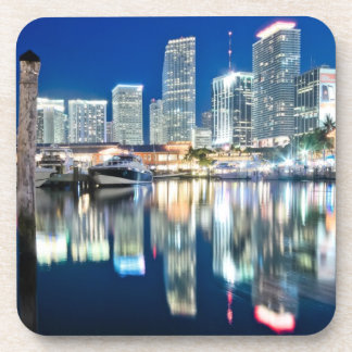 View of skyline with reflection in water, Miami Coaster