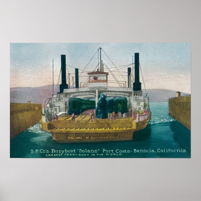 View of SP Ferry Boat Solano in Dock Poster (Front)