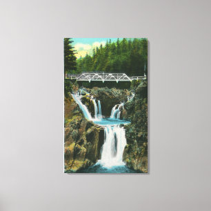 View of Split Rock Falls and Bridge Canvas Print