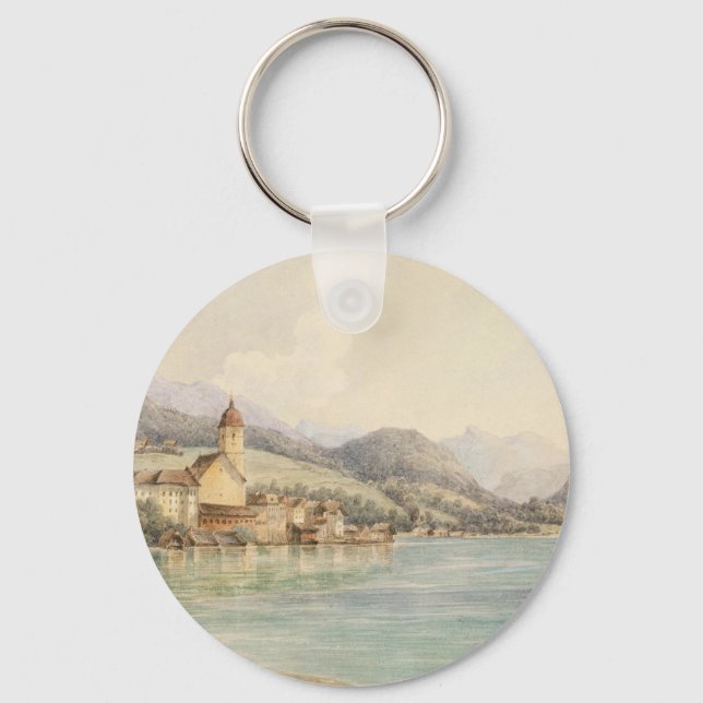View of St. Wolfgang on Lake Wolfgang Carl Lafite Key Ring (Front)