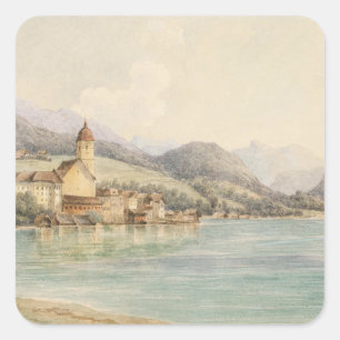 View of St. Wolfgang on Lake Wolfgang Carl Lafite Square Sticker