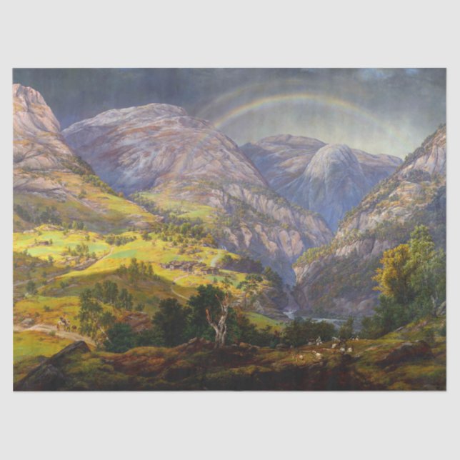 View of Stalheim in Norway (Johan Christian Dahl) Tissue Paper (Front)