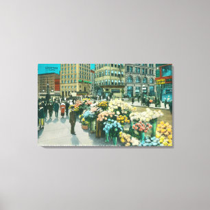 View of Street Flower Venders Canvas Print