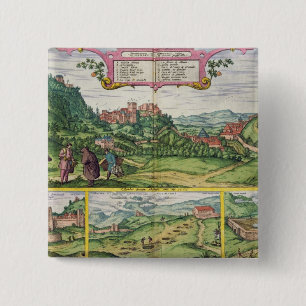 View of the Alhambra, from 'Civitates Orbis Terrar 15 Cm Square Badge