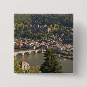 View of the Alte Brucke or Old Bridge 15 Cm Square Badge