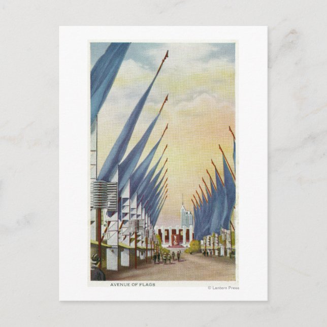 View of the Avenue of Flags, 1934 World's Fair Postcard (Front)