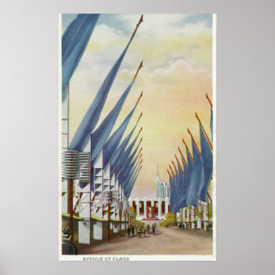 View of the Avenue of Flags, 1934 World's Fair Poster
