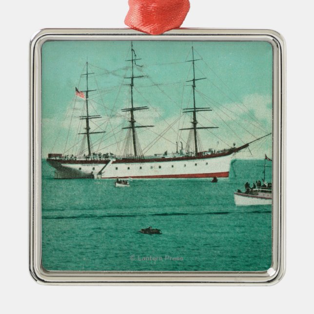 View of the Balboa and the Sinaloa Entering Metal Tree Decoration (Front)