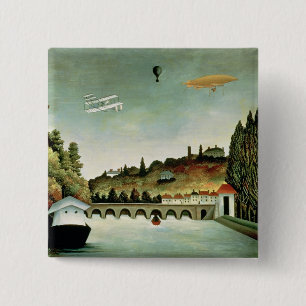 View of the Bridge at Sevres 15 Cm Square Badge