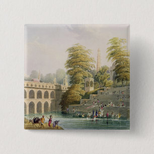 View of the Bridge near Baroda in Guzerat, from Vo 15 Cm Square Badge