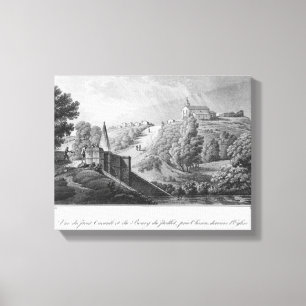 View of the Cacault bridge and village of Canvas Print