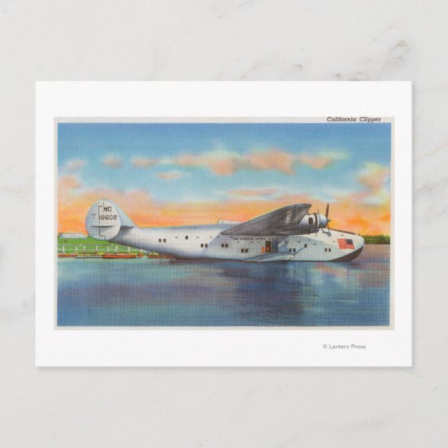 View of the California Clipper Plane Postcard (Front)