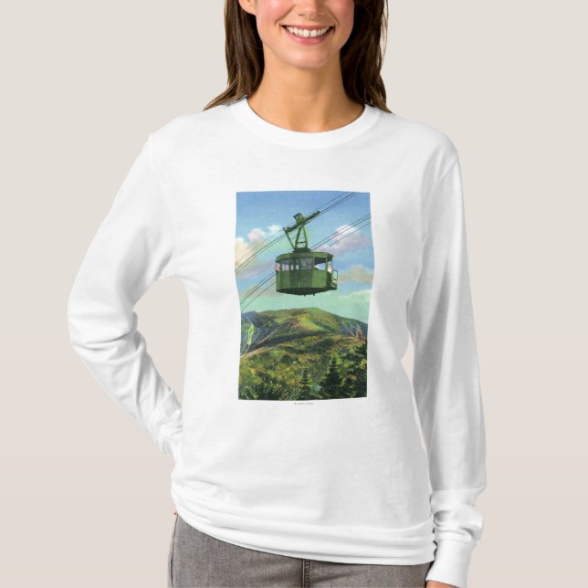 View of the Cannon Mt Tram Ascending T-Shirt (Front)