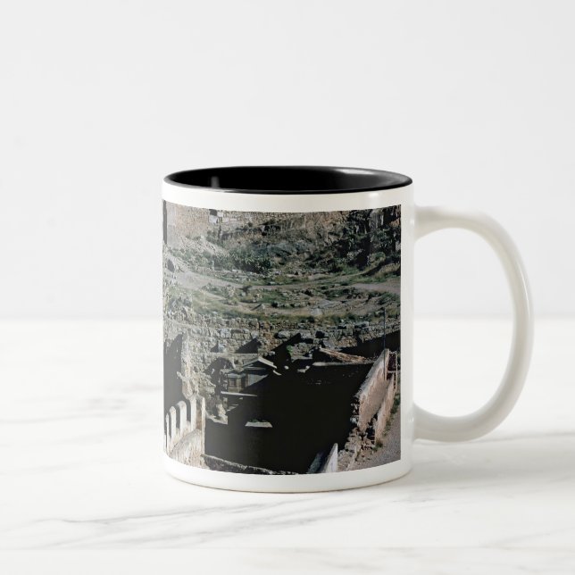View of the castle, 8th-12th century Two-Tone coffee mug (Right)