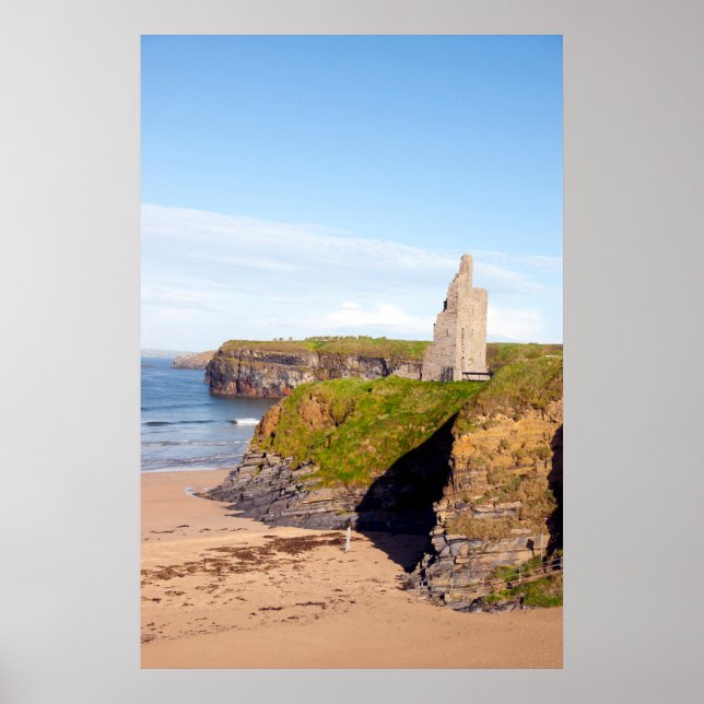 view of the castle beach and cliffs in Ballybunion Poster (Front)