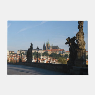 View of the Castle from Charles bridge in Prague Doormat