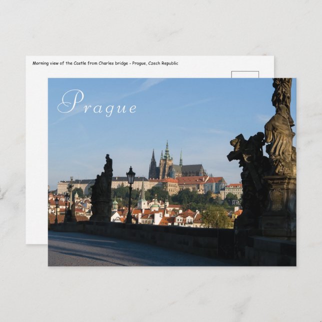 View of the Castle from Charles bridge in Prague Postcard (Front/Back)