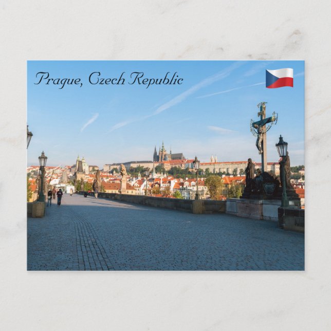 View of the Castle from Charles bridge in Prague Postcard (Front)