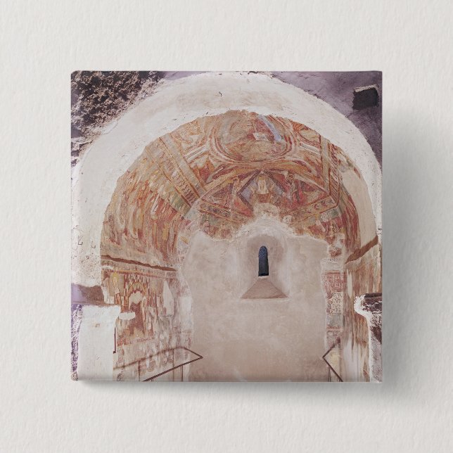View of the choir with frescoes 15 cm square badge (Front)