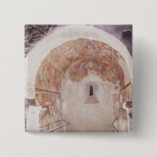 View of the choir with frescoes 15 cm square badge