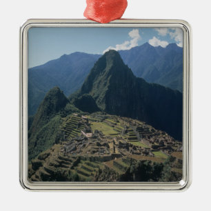 View of the citadel at Machu Picchu Metal Tree Decoration