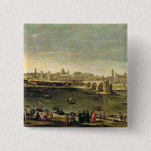 View of the City of Zaragoza 15 Cm Square Badge