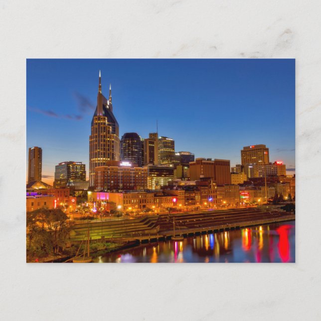 View of the city skyline at dusk postcard (Front)