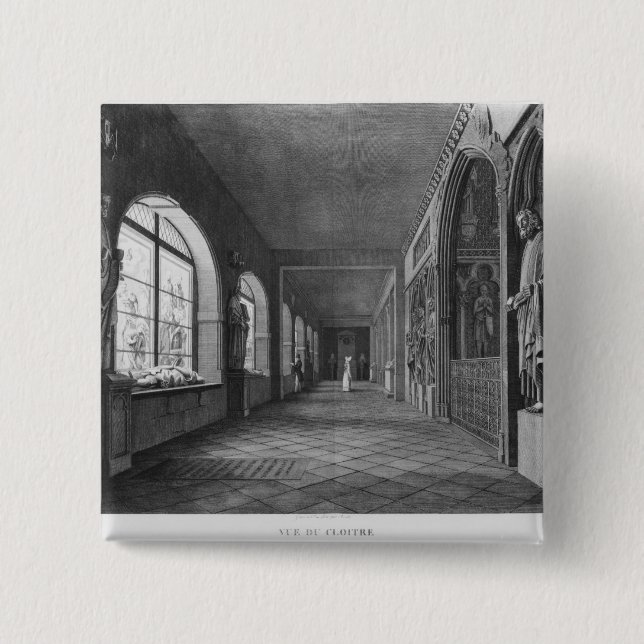 View of the cloister, Musee des Monuments 15 Cm Square Badge (Front)