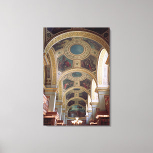 View of the coffered Library ceiling with gilded s Canvas Print