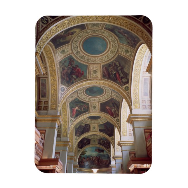 View of the coffered Library ceiling with gilded s Magnet (Vertical)