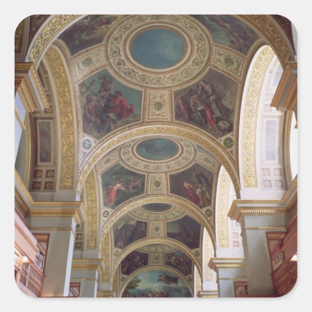View of the coffered Library ceiling with gilded s Square Sticker (Front)