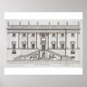 View of the facade of Palazzo Senatorio in Piazza Poster