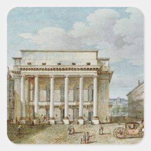 View of the Facade of the Theatre Italien Square Sticker