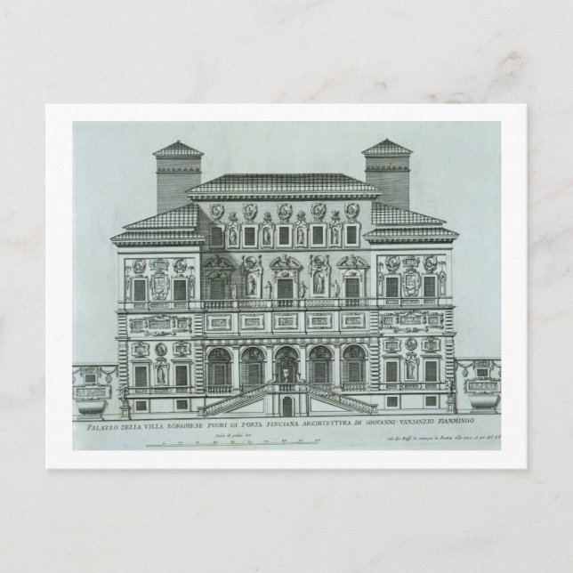 View of the facade of Villa Borghese, Rome (engrav Postcard (Front)