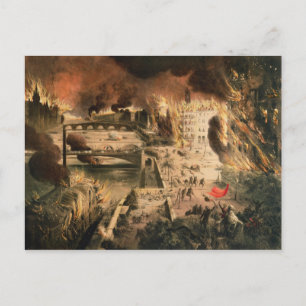 View of the Fires in Paris during the Commune Postcard