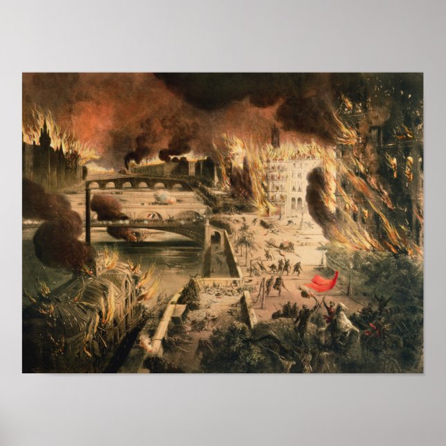 View of the Fires in Paris during the Commune Poster (Front)
